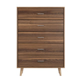 Artiss 5 Chest of Drawers - MIRI Walnut - 45-Degree Angle