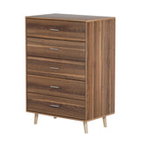 Artiss 5 Chest of Drawers - MIRI Walnut - Rear View