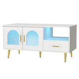 Artiss LED Coffee Table Shelf Drawer Storage White - Low Angle