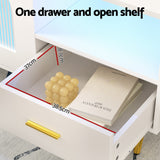 Artiss LED Coffee Table Shelf Drawer Storage White - 45-Degree Angle