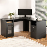Artiss Computer Desk Home Office Study Desks L-shaped Corner Table with Storage - Close-Up Angle