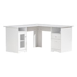 Artiss Computer Desk Shelf Cabinet L-Shape White 150CM - Close-Up Angle