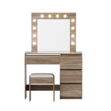 Artiss Dressing Table Set Stool 12 Led Bulbs Wood - Top-Down View