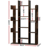 Artiss Tree-Shaped Bookshelf ROMI Walnut - Top-Down View