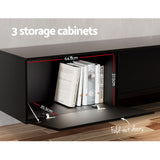 Artiss Floating Entertainment Unit TV Cabinet High Glossy Black 3 Cabinets 200CM - Rear View