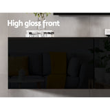 Artiss Floating Entertainment Unit TV Cabinet High Glossy Black 3 Cabinets 200CM - Close-Up Angle