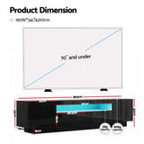 Artiss TV Unit Entertainment Unit Storage Drawer RGB LED 180cm Black - 45-Degree Angle