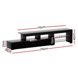 Artiss Entertainment Unit TV Cabinet LED 215cm Black Caya - Top-Down View