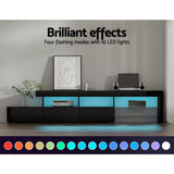 Artiss Entertainment Unit TV Cabinet LED 215cm Black Caya - Rear View