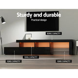 Artiss Entertainment Unit TV Cabinet LED 215cm Black Caya - Low Angle