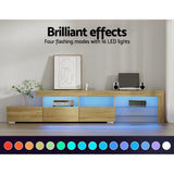 Artiss Entertainment Unit TV Cabinet LED 215cm Pine Caya - Rear View