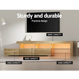 Artiss Entertainment Unit TV Cabinet LED 215cm Pine Caya - Low Angle