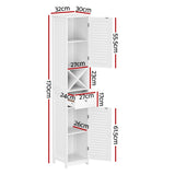 Artiss Bathroom Storage Cabinet 170cm Tall Slim Organiser Toilet Corner Adjustable Shelf Louver Door White - Side View