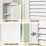 Artiss Bathroom Storage Cabinet 170cm Tall Slim Organiser Toilet Corner Adjustable Shelf Louver Door White - Close-Up Angle
