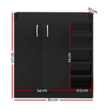 Artiss Shoe Rack Cabinet 21 Pairs Adjustable Shelves Black Clair - Top-Down View