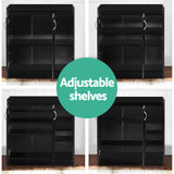 Artiss Shoe Rack Cabinet 21 Pairs Adjustable Shelves Black Clair - Rear View