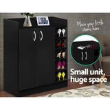 Artiss Shoe Rack Cabinet 21 Pairs Adjustable Shelves Black Clair - Close-Up Angle
