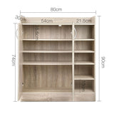 Artiss Shoe Rack Cabinet 21 Pairs Adjustable Shelves Pine Clair - Top-Down View