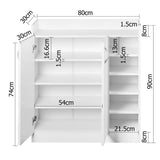 Artiss Shoe Rack Cabinet 21 Pairs Adjustable Shelves White Clair - Top-Down View