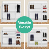 Artiss Shoe Rack Cabinet 21 Pairs Adjustable Shelves White Clair - Close-Up Angle