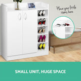Artiss Shoe Rack Cabinet 21 Pairs Adjustable Shelves White Clair - Low Angle