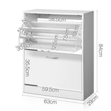 Artiss Shoe Rack Cabinet Adjustable Shelves 24 Pairs White Iris - Top-Down View
