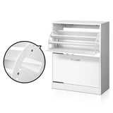 Artiss Shoe Rack Cabinet Adjustable Shelves 24 Pairs White Iris - 45-Degree Angle