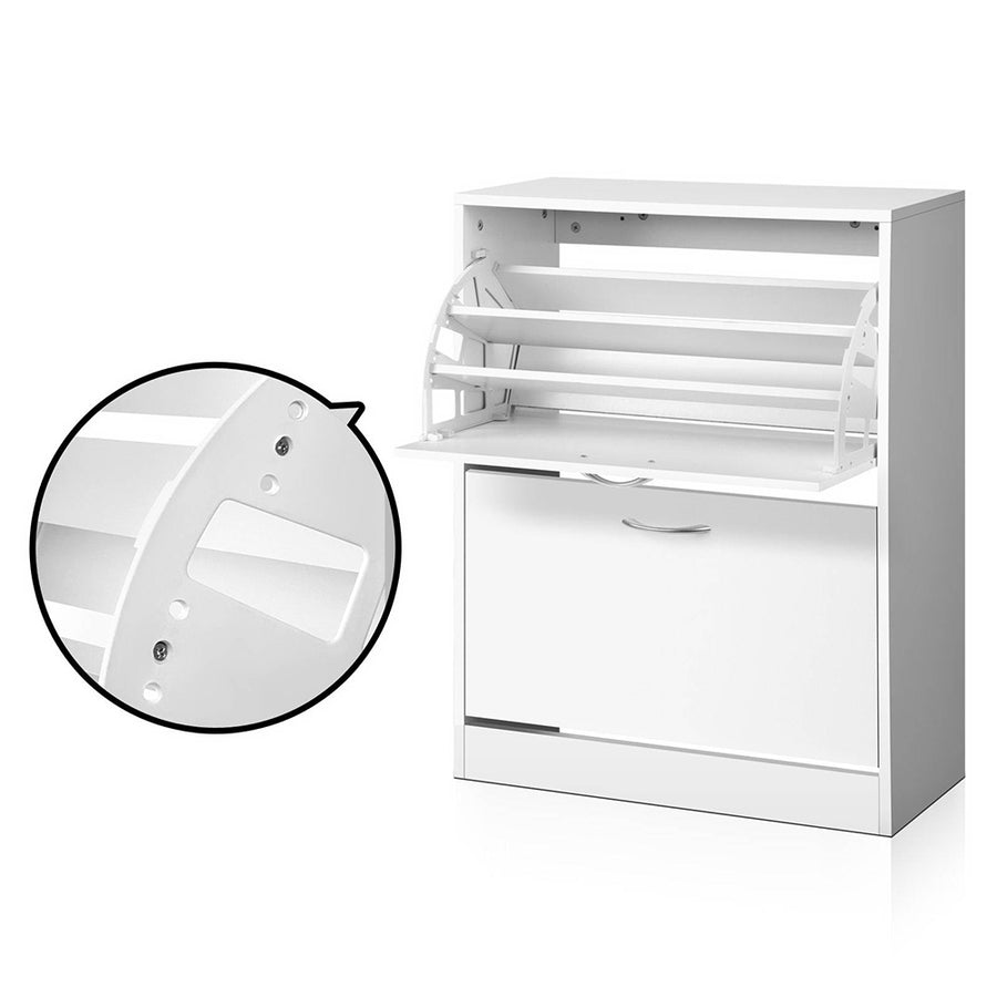 Artiss Shoe Rack Cabinet Adjustable Shelves 24 Pairs White Iris, image 5