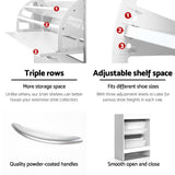 Artiss Shoe Rack Cabinet Adjustable Shelves 24 Pairs White Iris - Rear View