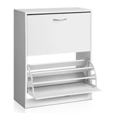 Artiss Shoe Rack Cabinet Adjustable Shelves 24 Pairs White Iris - Side View