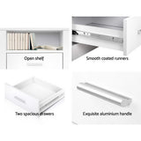Artiss Bedside Table 2 Drawers with Shelf - TARA White - Top-Down View