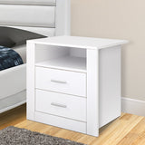Artiss Bedside Table 2 Drawers with Shelf - TARA White - Close-Up Angle