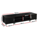 Artiss TV Cabinet Entertainment Unit 190cm Black Danson - Top-Down View