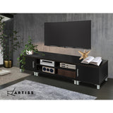 Artiss TV Cabinet Entertainment Unit 190cm Black Danson - Low Angle
