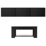 Artiss TV Unit & Coffee Table Set Storage Cabinet Black - Top-Down View