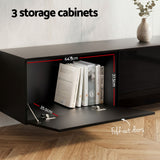 Artiss TV Unit & Coffee Table Set Storage Cabinet Black - 45-Degree Angle