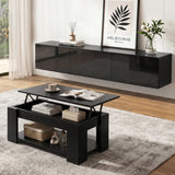Artiss TV Unit & Coffee Table Set Storage Cabinet Black - Extra Image