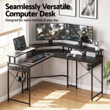 Artiss L-Shape Gaming Desk Computer Desks RGB LED Power Outlet 130cm Black - Extra Image