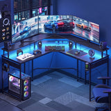 Artiss L-Shape Gaming Desk Computer Desks RGB LED Power Outlet 130cm Black - Extra Image