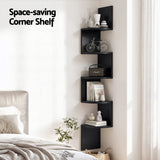 Artiss Wall Shelf Bookshelf Corner Floating 5-Tier Black