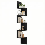 Artiss Wall Shelf Bookshelf Corner Floating 5-Tier Black - Extra Image