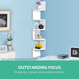 Artiss Wall Shelf Corner Floating 5-Tier White - 45-Degree Angle