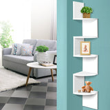 Artiss Wall Shelf Corner Floating 5-Tier White - Close-Up Angle