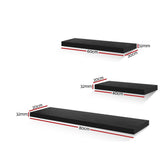 Artiss Floating Wall Shelf Set of 3 Black - Front View