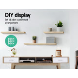 Artiss Floating Wall Shelf Set of 3 Oak - Side View