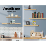Artiss Floating Wall Shelf Set of 3 Oak - 45-Degree Angle