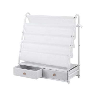Keezi Kids Bookshelf Metal Storage Rack Toy Organiser Display Shelf Drawer White