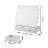 Keezi Kids Bookshelf Metal Storage Rack Toy Organiser Display Shelf Drawer White - Side View