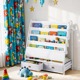 Keezi Kids Bookshelf Metal Storage Rack Toy Organiser Display Shelf Drawer White - Extra Image