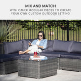 LONDON RATTAN 1 Seater Outdoor Corner Modular Lounge Chair, Grey - Close-Up Angle